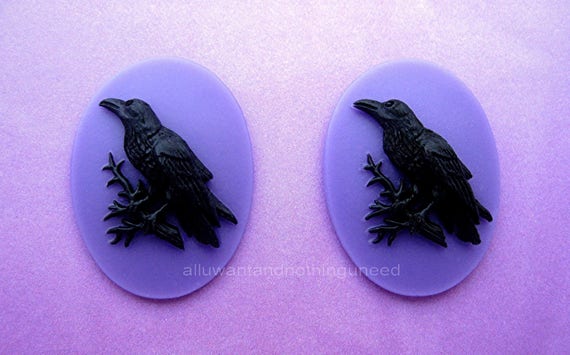 Two Purple Birds on a Branch with Purple Leaves Earrings Two Purple Birds on a Branch with Purple Leaves Earrings