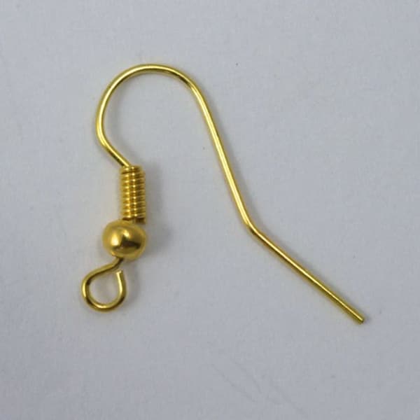 24 Pieces (12 Pairs) Goldtone or Silvertone Fish hook FISHHOOK Iron Earring Wires Cadmium Free & Lead Free for Costume Jewelry Earrings