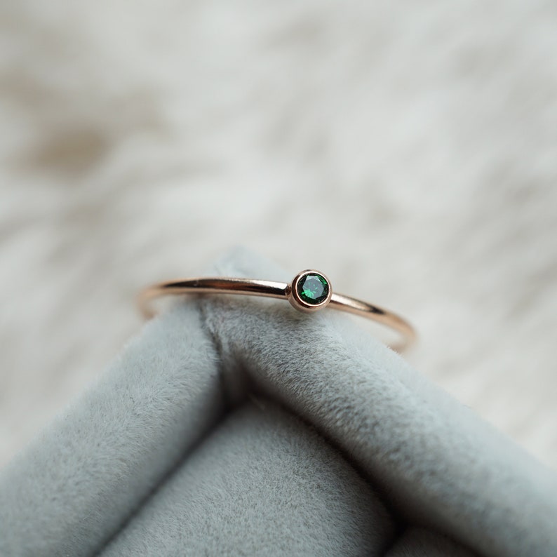 Emerald Green CZ May Birthstone Ring