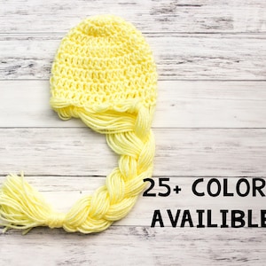 Wig Hat, Baby Wig Hat, Crochet Wig Hat, Crochet Baby Hat, Newborn Baby Hat, Baby Photo Prop, Baby Hair Hat, Baby Braid Hat, Baby Costume Hat