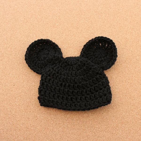 Mouse Hat, Crochet Baby Hat, Baby Mouse Hat, Mouse Costume, Halloween Hat, Black Mouse Hat, Crochet Mouse Hat, Knit Mouse Hat