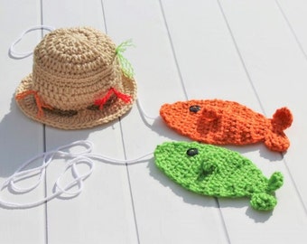 Fisherman Hat, Crochet Fishing Hat, Fishing Hat, Fishing Photo Prop, Baby Fishing Hat, Baby Boy Fisherman, Crochet Fisherman, Crochet Fish
