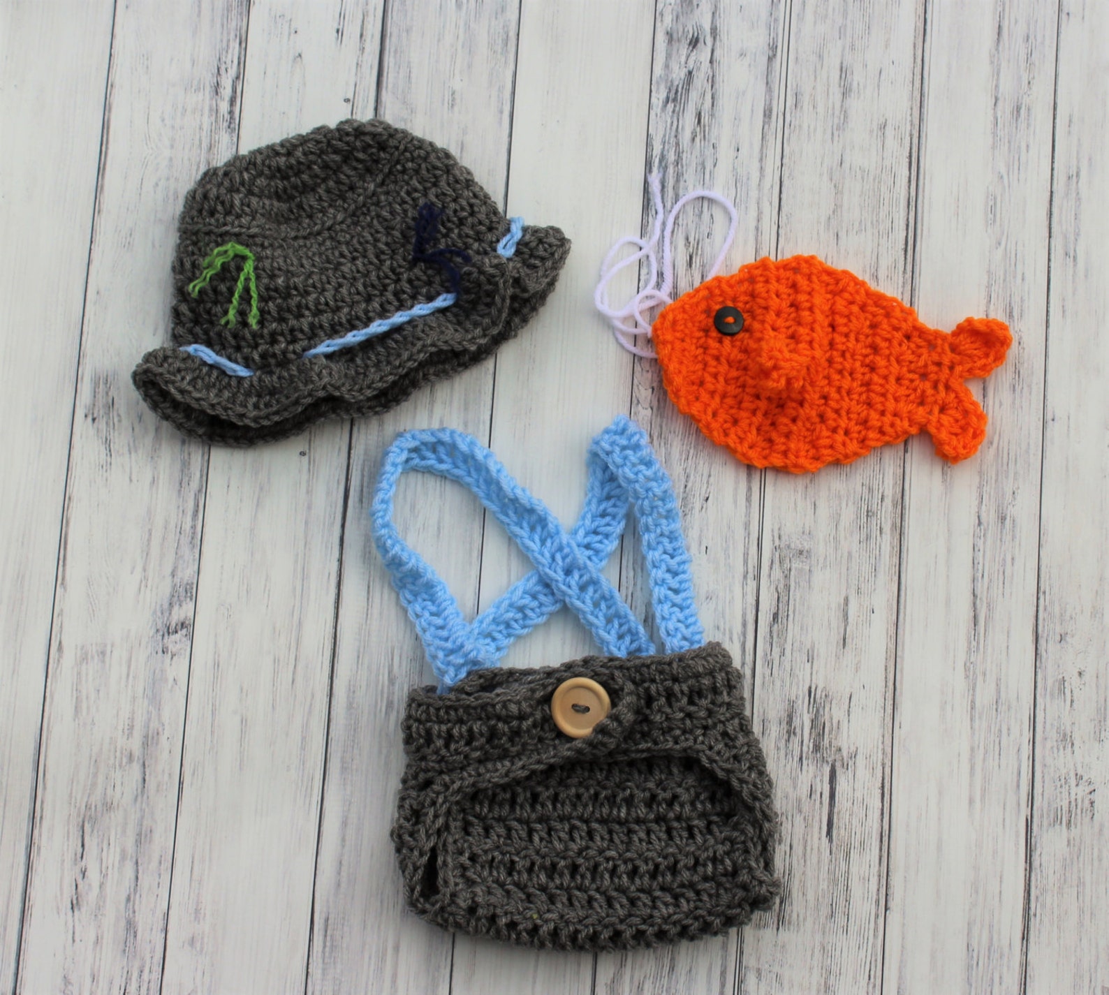 Fishing Hat Baby Fishing Hat Baby Fishing Set Crochet Baby Etsy