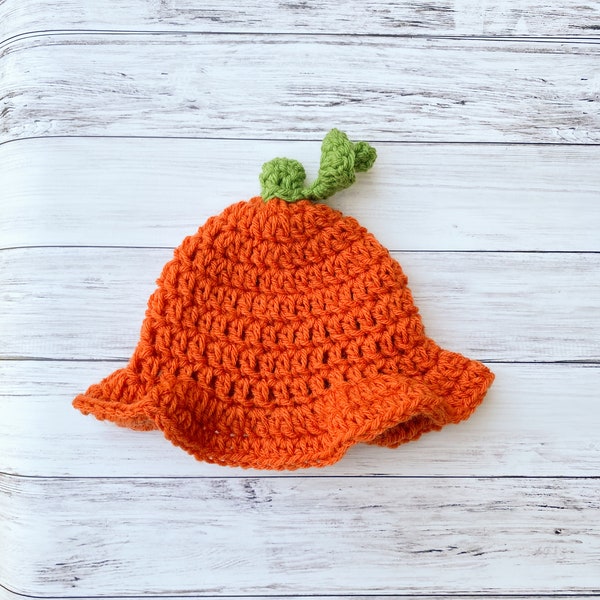 Pumpkin Hat, Bucket Hat, Baby Bucket Hat, Pumpkin Baby, Baby Fall Hat, Baby Sun Hat, Brim Baby Hat, Baby Pumpkin Hat, Knit Baby Hat