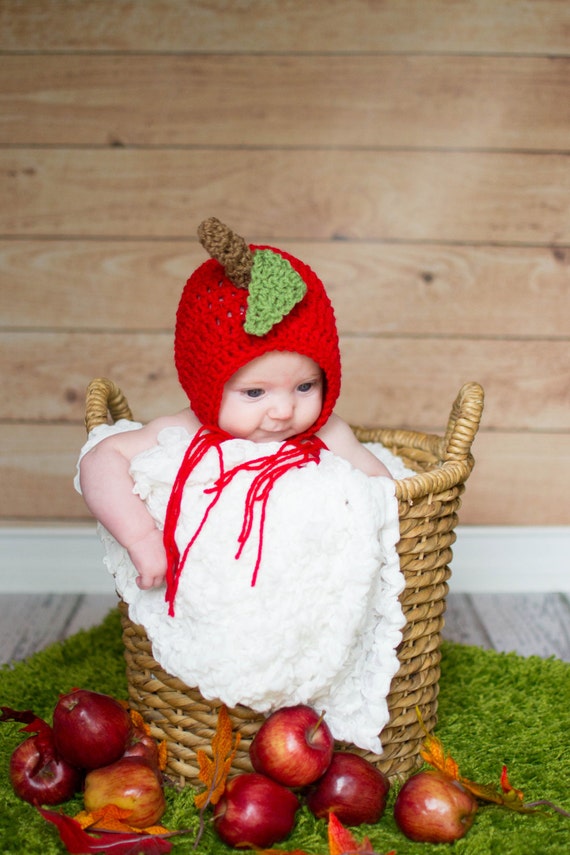 Apple Hat Apple Bonnet Newborn Bonnet 
