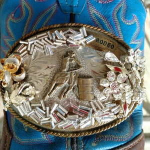 Rhinestone Rider-Cowgirl Belt Buckle, Embellished Cowgirl Belt Buckle, Bling Belt Buckle, Rodeowear, Western Accessory, Rhinestone Cowgirl