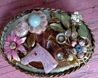 Fancy Flower- Cowgirl Belt Buckle, Embellished Buckle, Bling  display picture 3