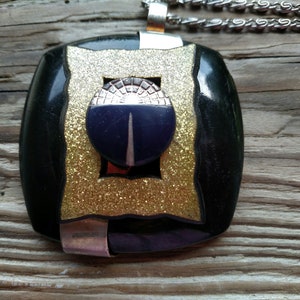 Art Deco Pendant Necklace, Black and Gold Necklace, Art Deco Jewelry, Art Deco Pendant, Modern Necklace, Geometric Statement Necklace, Retro
