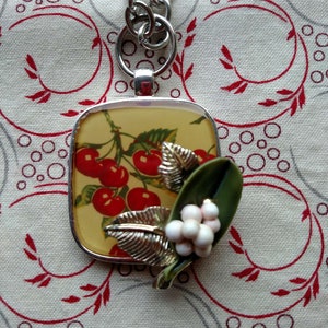 Cherry Tree-  Cherry Pendant, Cherries Necklace, Cherries Pendant, Cherry Jewelry, Fruit Necklace, Red Cherry Pendant, Costume Jewelry