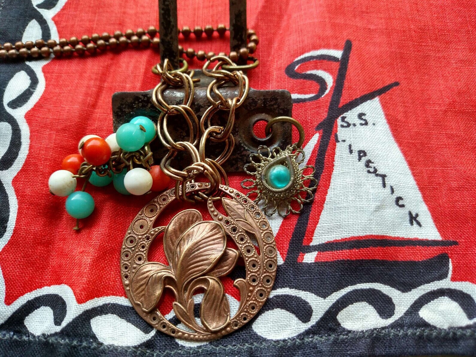 Hard Irisindustrialhardware Assemblage Necklace, Recycled Necklace