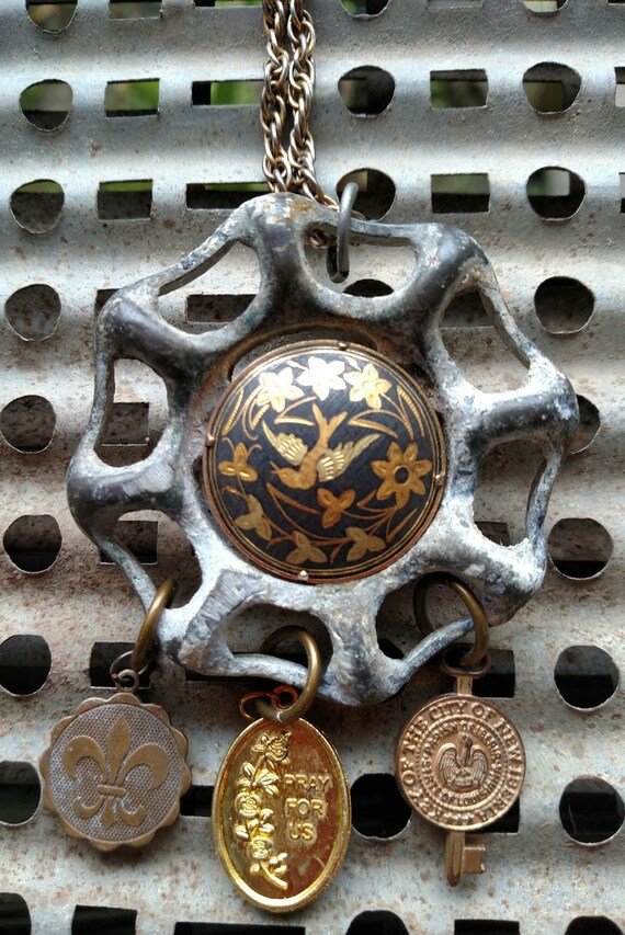 Crescent City Love Spanish Damascene Broochindustrial Etsy