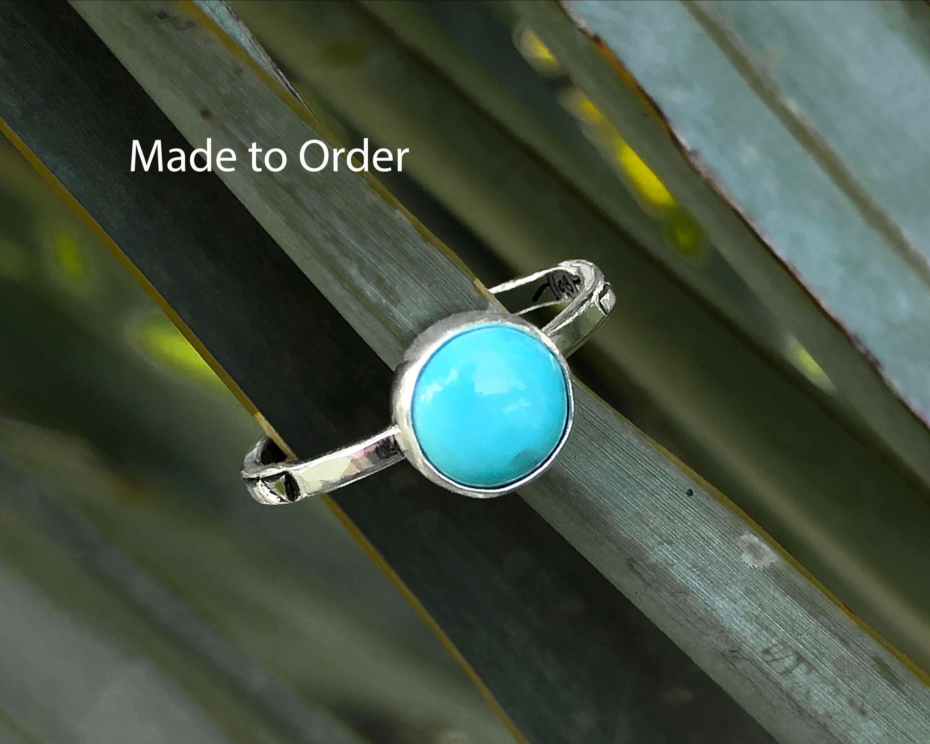 Dainty Kingman Turquoise Stackable Ring - Sterling Silver Handmade Gift ...