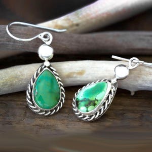 Green Turquoise Earrings, Handmade Cute Lightweight Bohemian Dangle Birthstone Earrings for Women