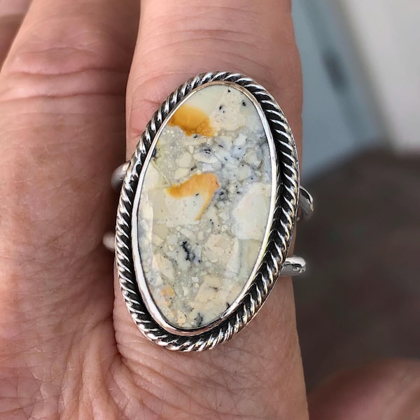 Maligano Jasper Ring - Sterling Silver Handmade Artisan Chunky - Size 8 1/2