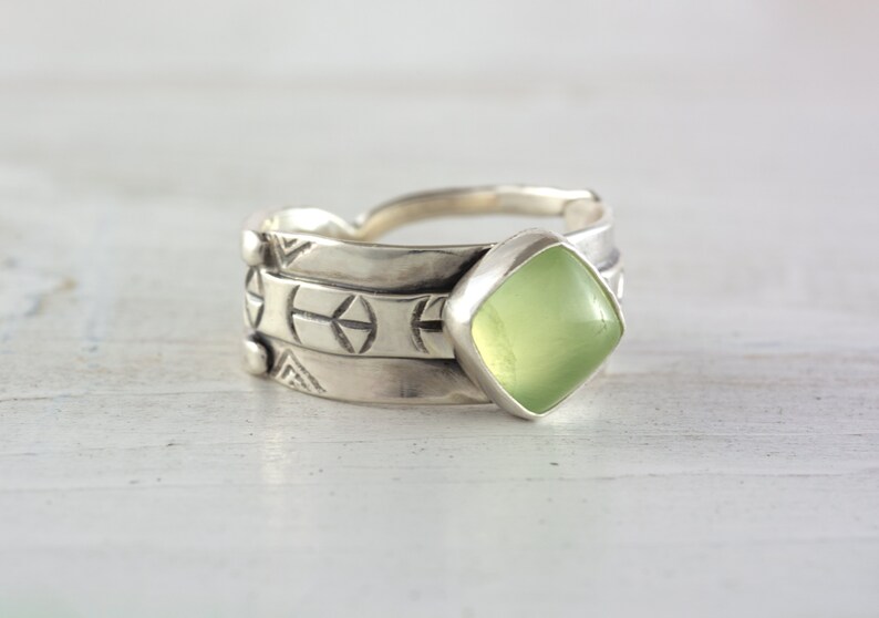 Prehnite Cabochon Sterling Silver Ring