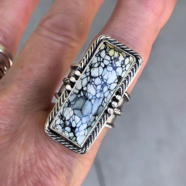 Rustic Luna Oscura Ring - Sterling Silver Handmade Artisan Chunky - Size 9 1/2