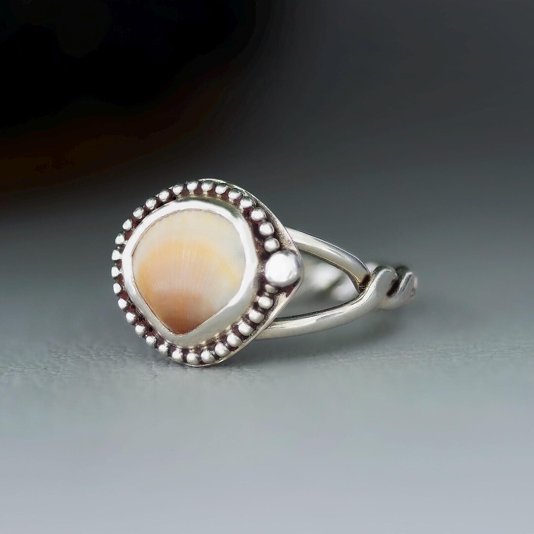 Tiny Clam Shell Ring, Cute Handmade Simple Sterling Silver Ring for ...