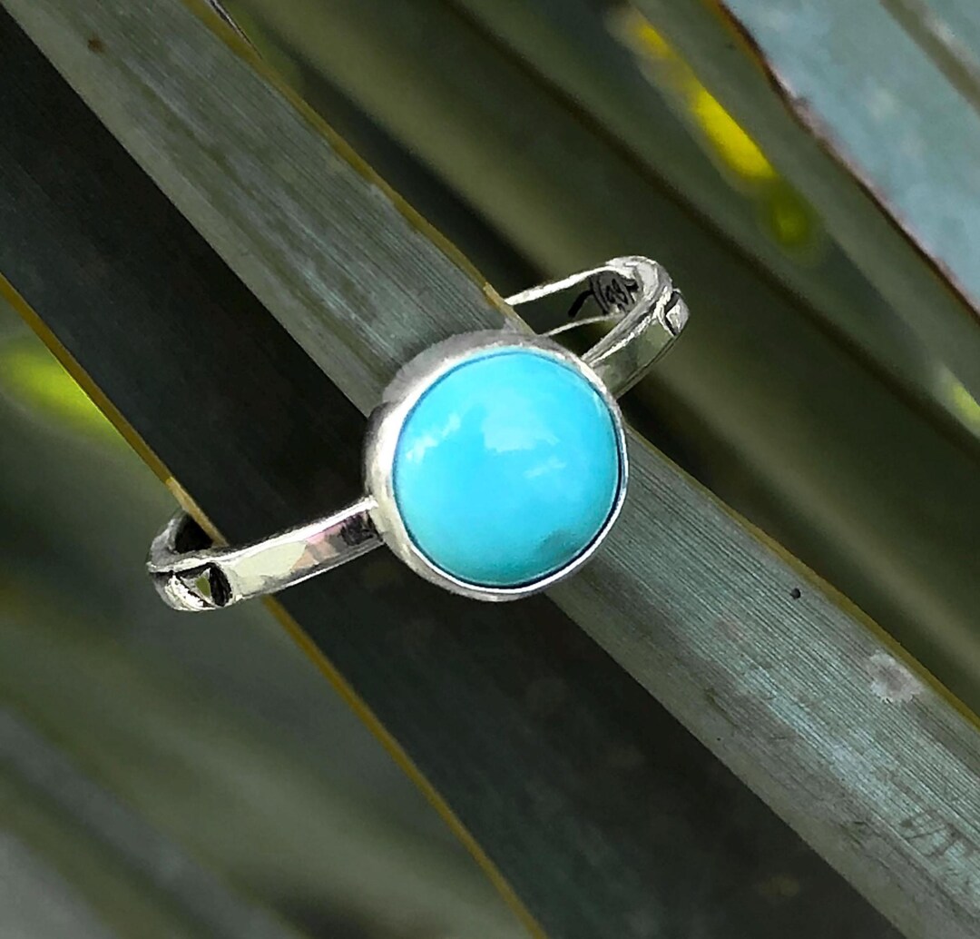 Dainty Kingman Turquoise Stackable Ring - Sterling Silver Handmade Gift ...