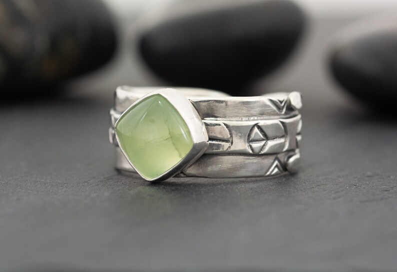 Prehnite Cabochon Sterling Silver Ring