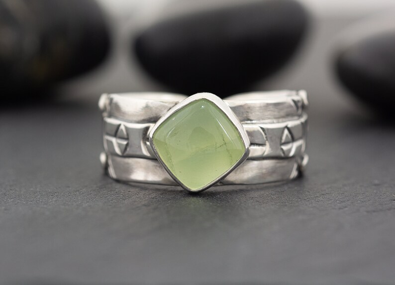 Prehnite Cabochon Sterling Silver Ring