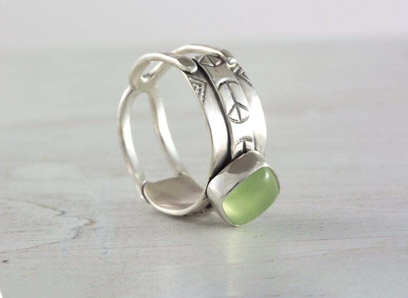 Prehnite Cabochon Sterling Silver Ring