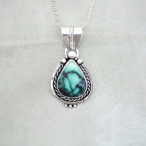 Variscite Sterling Silver Pendant Necklace: Artisan Boho Jewelry