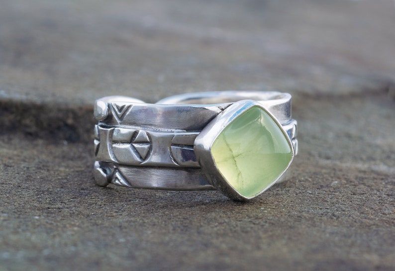 Prehnite Cabochon Sterling Silver Ring