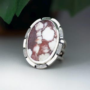Wild Horse Magnesite Ring: Sterling Silver Bohemian Cocktail Ring, Size 8.5
