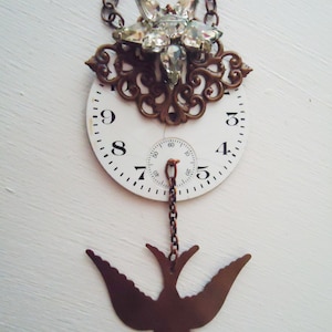 Steampunk, industrial assemblage necklace - How time flies!
