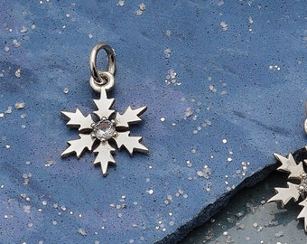 925 Silver Pendant Snowflake with Stones