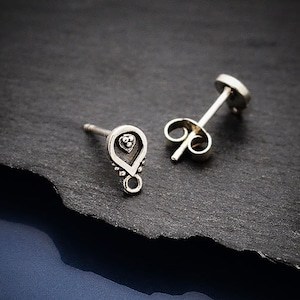 925 Sterling Silver Stud Earrings Ornament Drops 1 Pair