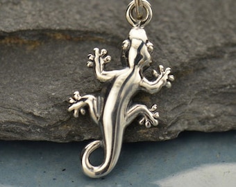 925 Silber Anhänger Gecko Eidechse