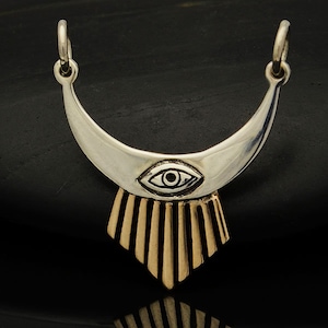 925 Silver Pendant Connector Semicircle Moon Eye Crescent