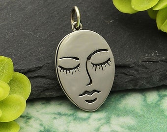 Pendant 925 Silver stylized woman's face