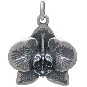 925 real silver pendant flower blossom orchid image 2