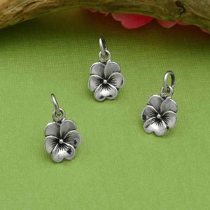 925 real silver pendant flower pansy