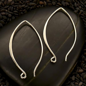 925 Sterling Silver Ear Hooks Earrings 1 Pair 34 x 19 mm