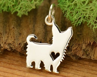 925 Silver Pendant Yorkshire Terrier with Heart Dog