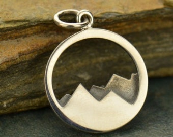 925 silver pendant mountains hiking landscape