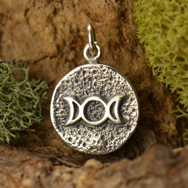 925 Sterling Silber Anhänger Mondphasen Talisman Amulett