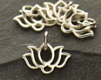 925 sterling silver pendant connector lotus flower