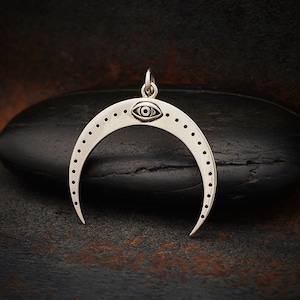 925 silver pendant semicircle moon eye