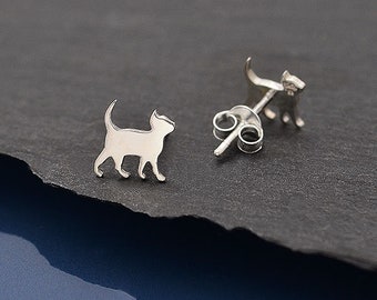 Orecchini a bottone in argento sterling 925 piccoli gattini