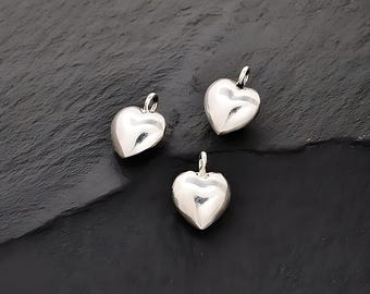 2 pieces 925 silver pendant mini heart 3D