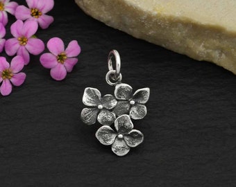 925 Real Silver Pendant Flower Flower Hydrangea Bouquet