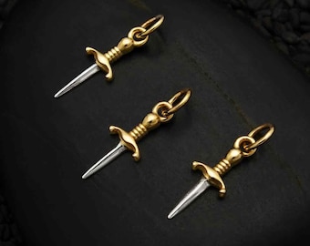 925 silver pendant mini dagger sword knife with bronze