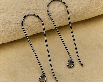 925 sterling silver oxidized ear hook earrings 1 pair 45 x 12 mm