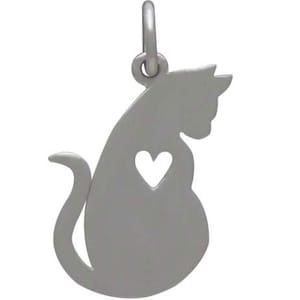 Pendant Cat with Heart 925 Silver image 2