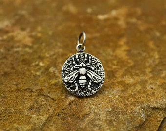 Bee Pendant Coin 925 Sterling Silver