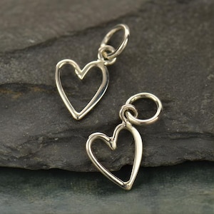 Pendentif en argent 925, contour de mini cœur, 10 x 7 mm